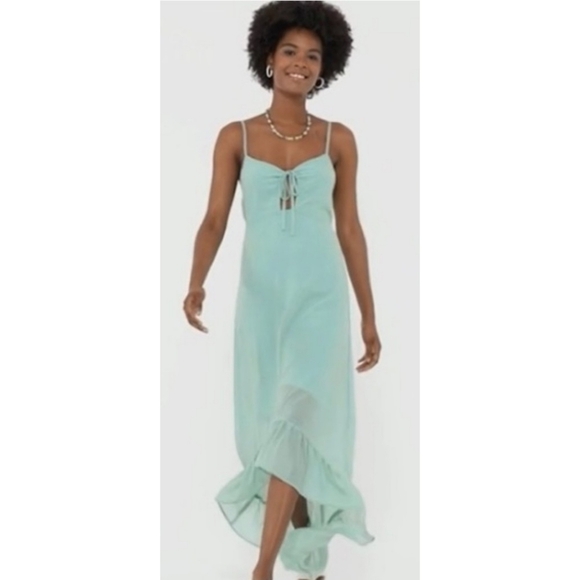 Wild Fable Chiffon Hi low hem Dress Green Size XL - Picture 1 of 15